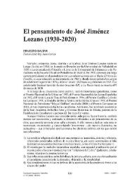 El pensamiento de José Jiménez Lozano (1930-2020) / Ernesto Baltar | Biblioteca Virtual Miguel de Cervantes