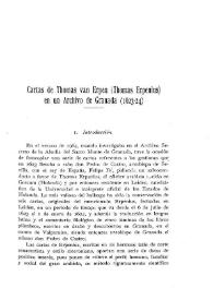 Cartas de Thomas van Erpen (Thomas Erpenius) en un Archivo de Granada (1623-24) / Juan Martínez Ruiz | Biblioteca Virtual Miguel de Cervantes