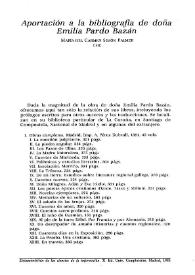 Aportación a la bibliografía de doña Emilia Pardo Bazán / María del Carmen Simón Palmer | Biblioteca Virtual Miguel de Cervantes