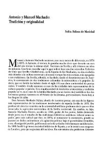 Antonio y Manuel Machado: Tradición y originalidad  / Solita Salinas de Marichal | Biblioteca Virtual Miguel de Cervantes