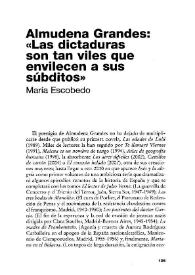 Almudena Grandes: "Las dictaduras son tan viles que envilecen a sus subditos"
 / María Escobedo | Biblioteca Virtual Miguel de Cervantes