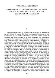 Esperanza y desesperanza de Dios en la experiencia de la vida de Antonio Machado / José Luis López Aranguren | Biblioteca Virtual Miguel de Cervantes