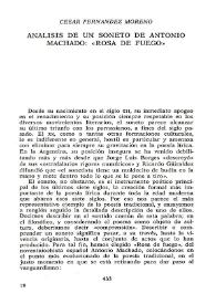 Análisis de un soneto de Antonio Machado: "Rosa de fuego" / César Fernández Moreno | Biblioteca Virtual Miguel de Cervantes