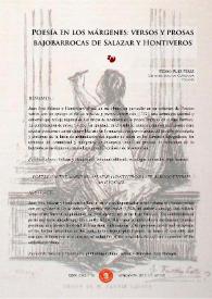 Poesía en los márgenes: versos y prosas bajobarrocas de Salazar y Hontiveros / Pedro Ruiz Pérez | Biblioteca Virtual Miguel de Cervantes