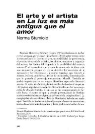 El arte y el artista en "La luz es más antigua que el amor" / Norma Sturniolo | Biblioteca Virtual Miguel de Cervantes