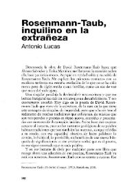 Rosenmann-Taub, inquilino en la extrañeza  / Antonio Lucas | Biblioteca Virtual Miguel de Cervantes