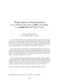 Pliegos sueltos póeticos femeninos en el camino del verso al libro de poesía. La singularidad de María Nieto / Mari Carmen Marín Pina | Biblioteca Virtual Miguel de Cervantes