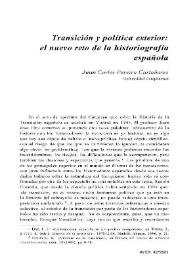 Transición y política exterior: el nuevo reto de la historiografía española / Juan Carlos Pereira Castañares | Biblioteca Virtual Miguel de Cervantes