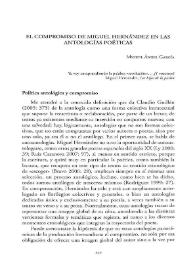 El compromiso de Miguel Hernández en las antologías poéticas  / Miguel Ángel García | Biblioteca Virtual Miguel de Cervantes
