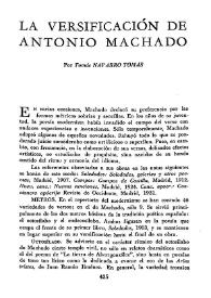 La versificación de Antonio Machado / Por Tomás Navarro Tomás | Biblioteca Virtual Miguel de Cervantes
