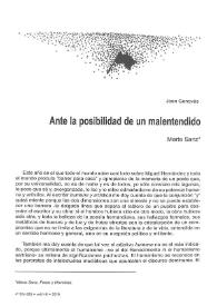 Ante la posibilidad de un malentendido / Marta Sanz | Biblioteca Virtual Miguel de Cervantes