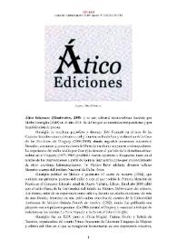Ático Ediciones [editorial] (Montevideo, 2006- ) [Semblanza] / Leonardo Guedes Marrero | Biblioteca Virtual Miguel de Cervantes