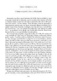Cómo empecé a leer a Machado  / Leopoldo de Luis | Biblioteca Virtual Miguel de Cervantes