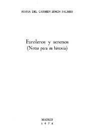 Faroleros y serenos (notas para su historia) / por María del Carmen Simón Palmer | Biblioteca Virtual Miguel de Cervantes