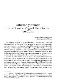 Difusión y estudio de la obra de Miguel Hernández en Cuba / Manuel Cifo González | Biblioteca Virtual Miguel de Cervantes