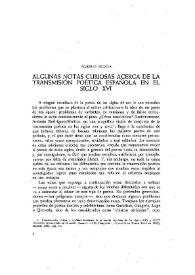 Algunas notas curiosas acerca de la transmisión poética española en el siglo XVI / Alberto Blecua Perdices | Biblioteca Virtual Miguel de Cervantes