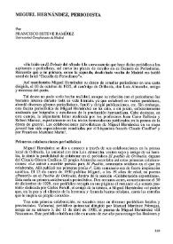 Miguel Hernández, periodista  / Francisco Esteve Ramírez | Biblioteca Virtual Miguel de Cervantes