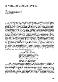Lo popular en Miguel Hernández / por Armando López Castro   | Biblioteca Virtual Miguel de Cervantes