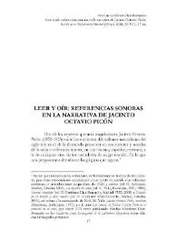 Leer y oír: referencias sonoras en la narrativa de Jacinto Octavio Picón / Esteban Gutiérrez Díaz-Bernardo | Biblioteca Virtual Miguel de Cervantes