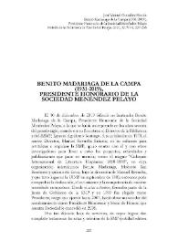 Benito Madariaga de la Campa (1931-2019), Presidente Honorario de la Sociedad Menéndez Pelayo [necrológica]
 / José Manuel González Herrán  | Biblioteca Virtual Miguel de Cervantes