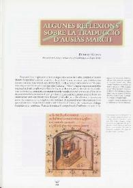 Algunes reflexions sobre la traducció d'Ausiàs March / Dominic Keown | Biblioteca Virtual Miguel de Cervantes