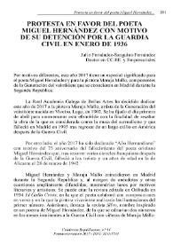 Protesta en favor del poeta Miguel Hernández con motivo de su
detención por la Guardia Civil en enero de 1936 / Julio Fernández-Sanguino Fernández | Biblioteca Virtual Miguel de Cervantes