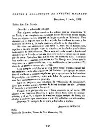 Carta de Antonio Machado a Pío Baroja. Barcelona, 1 de junio de 1938 | Biblioteca Virtual Miguel de Cervantes