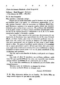 Carta de Antonio Machado a José Bergamín. Collioure, 9 de febrero de 1939 | Biblioteca Virtual Miguel de Cervantes