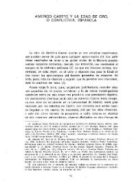 Américo Castro y la Edad de Oro, o conflictiva, española
 / Alberto Porqueras Mayo
 | Biblioteca Virtual Miguel de Cervantes