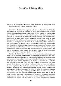 Vicente Aleixandre: "Antología total"  / Leopoldo de Luis | Biblioteca Virtual Miguel de Cervantes