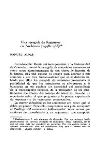 Una recogida de romances en Andalucía : (1948-1968) / Manuel Alvar | Biblioteca Virtual Miguel de Cervantes