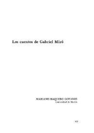 Los cuentos de Gabriel Miró  / Mariano Baquero Goyanes | Biblioteca Virtual Miguel de Cervantes