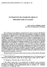 Un traductor del reinado de Carlos III: Bernardo María de Calzada / Ana María Freire López | Biblioteca Virtual Miguel de Cervantes