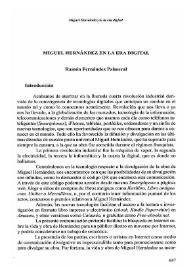 Miguel Hernández en la era digital / Ramón Fernández Palmeral | Biblioteca Virtual Miguel de Cervantes