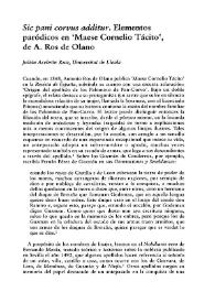 "Sic pani corvus additur". Elementos paródicos en 'Maese Cornelio Tácito', de A. Ros de Olano / Julián Acebrón Ruiz | Biblioteca Virtual Miguel de Cervantes