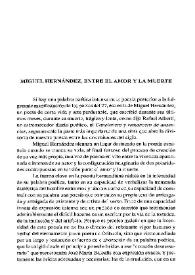 Miguel Hernández entre el amor y la muerte / Francisco J. Díaz de Castro | Biblioteca Virtual Miguel de Cervantes