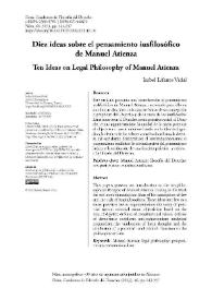 Diez ideas sobre el pensamiento iusfilosófico de Manuel Atienza / Isabel Lifante Vidal | Biblioteca Virtual Miguel de Cervantes