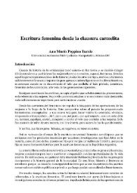 Escritura femenina desde la clausura carmelita / Ana María Peppino Barale | Biblioteca Virtual Miguel de Cervantes