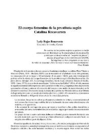 El cuerpo femenino de la prostituta según Catalina Recavarren / Lady Rojas Benavente | Biblioteca Virtual Miguel de Cervantes