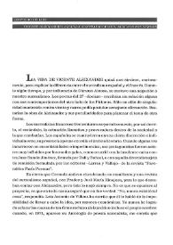 Vicente Aleixandre: algunas contradicciones, algunos recuerdos / Leopoldo de Luis | Biblioteca Virtual Miguel de Cervantes