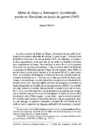 María de Zayas y Sotomayor: Escribiendo poesía en Barcelona en época de guerra (1643) / Kenneth Brown | Biblioteca Virtual Miguel de Cervantes