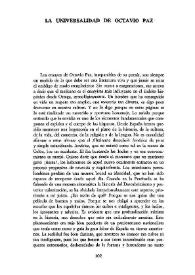 La universalidad de Octavio Paz  / Jose María Bernáldez  | Biblioteca Virtual Miguel de Cervantes