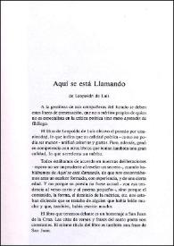 "Aquí se está llamando" de Leopoldo de Luis / Manuel Ariza | Biblioteca Virtual Miguel de Cervantes