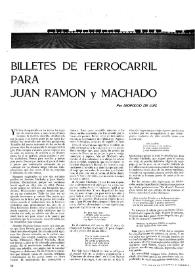 Billetes de ferrocarril para Juan Ramón Jiménez y Machado / Por Leopoldo de Luis | Biblioteca Virtual Miguel de Cervantes