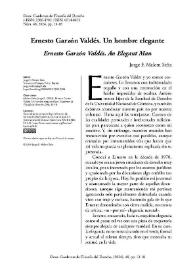 Ernesto Garzón Valdés. Un hombre elegante  / Jorge F. Malem Seña  | Biblioteca Virtual Miguel de Cervantes