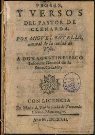 Prosas y versos del pastor de Clenarda / Miguel Botello... | Biblioteca Virtual Miguel de Cervantes