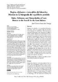 Reglas, "defeaters" e intocables del derecho: Moreso en la búsqueda del equilibrio perdido  / José Chávez-Fernández Postigo | Biblioteca Virtual Miguel de Cervantes