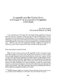 La querelle sans fin: Charles Quint et François I de la captivité à l'hospitalité (1525-1540) / Jean Pierre Amalric | Biblioteca Virtual Miguel de Cervantes