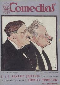 La Consulesa: comedia en dos actos  / Serafín y Joaquín Álvarez Quintero ; caricatura de Tovar | Biblioteca Virtual Miguel de Cervantes