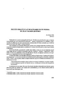 Ficción dialógica e imaginario en un poema de Juan Ramón Jiménez / Ana Recio Mir | Biblioteca Virtual Miguel de Cervantes